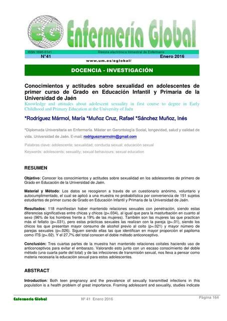 Conocimientos Y Actitudes Sobre Sexualidad En Adolescentes Psico Edúcate Udocz