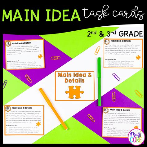 Main Idea Task Cards 2nd And 3rd Grade Magicore