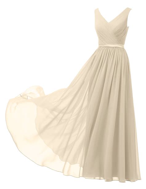 Alicepub V Neck Chiffon Bridesmaid Dresses For Women Long Formal Dress