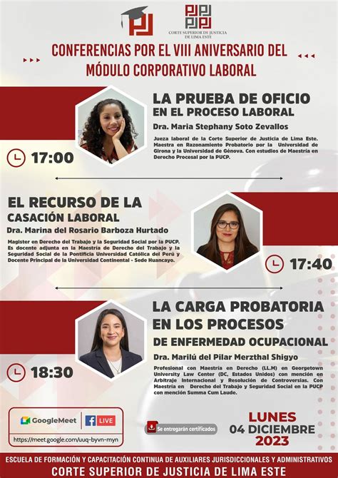 Conferencias Por El Viii Aniversario Del Módulo Corporativo Laboral Campañas Corte Superior