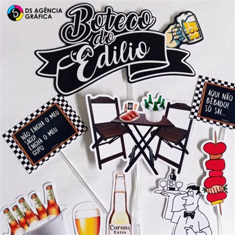 Topo De Bolo Boteco Personalizado Pronto Para Uso Coloque Nome E