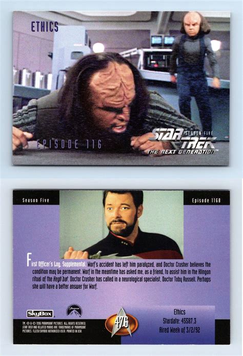 Ethics Star Trek Next Generation Season Skybox Card