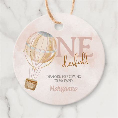 Hot Air Balloon St Birthday Thankyou Favor Tags First Birthday Favors