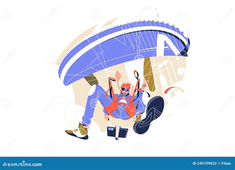 Parachutist Flying Through Clouds With Camera Royalty Free Illustration