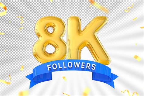 Premium Psd 8k Followers Gold Number