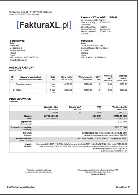 Faktura WDT Wewnątrzwspólnotowa Dostawa Towarów wystaw Fakturę WDT online