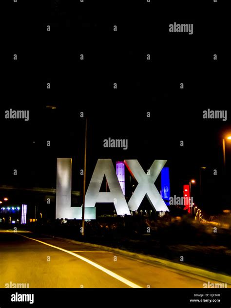 Los Angeles International Airport California Usa At Night Stock Photo