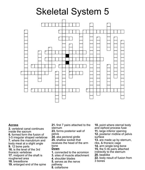 Skeletal System 5 Crossword WordMint