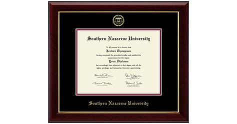 Gold Embossed Diploma Frame In Gallery Southern Nazarene University