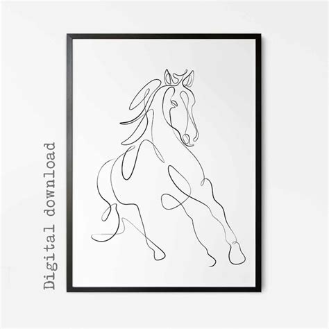 Horse Drawing Horse Line Art Gallery Wall Art Set Of 3 Modern Line