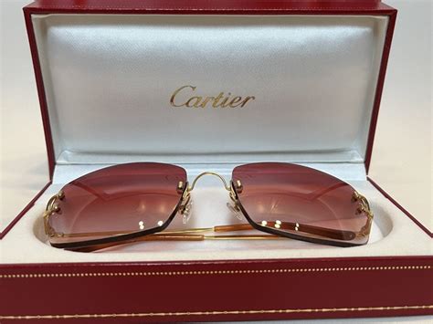 Cartier Rimless Vintage Sunglasses Gold C-decor Pop Smoke | Etsy