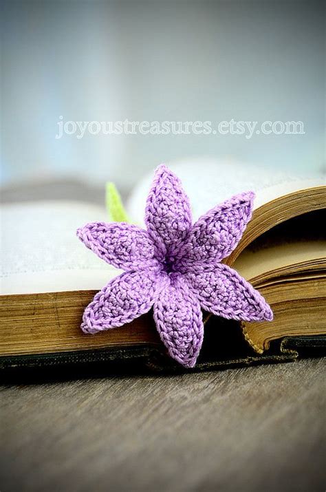 Handmade Crochet Flower Bookmark Purple Lily Etsy Crochet Flowers