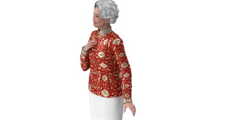 Asian Grandma Traditional Dress Standing 3D, Incl. apparel & china ...