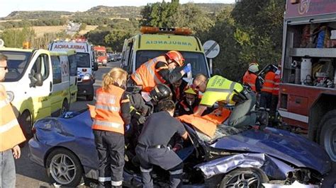 Herido grave el conductor de un vehículo en un accidente en Monzón Huesca