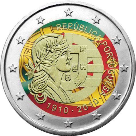 NT Portugal 2 Euro 100 Jahre Portugiesische Republik 2010 Farbig In