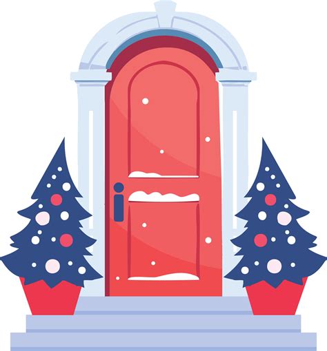 Hand Drawn Christmas Door In Flat Style 26705027 Vector Art At Vecteezy