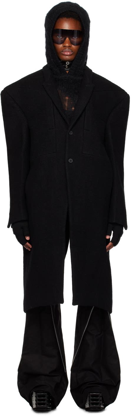 Manteau Tatlin Noir Rick Owens En Solde