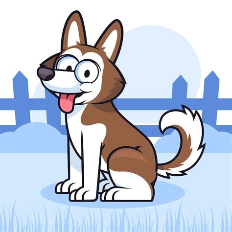 Ilustración de husky de dibujos animados dibujados a mano Vector Gratis