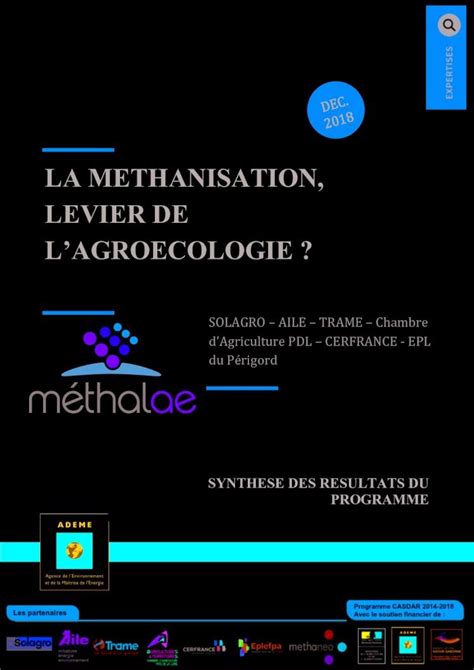 Pdf La Methanisation Lagroecologie Solagro Solagro Synthese