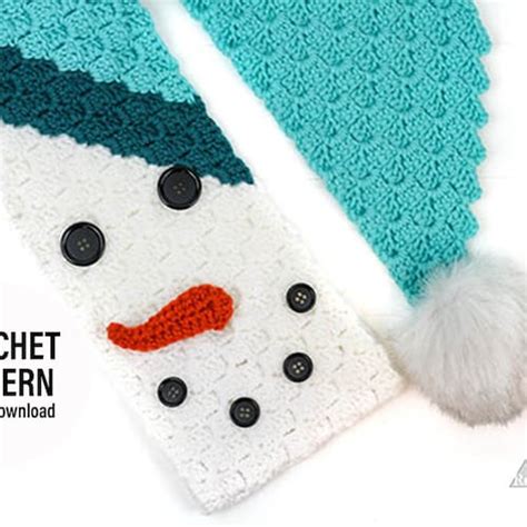 Crochet Pattern X C2c Snowman Scarf X English Pdf Pattern Only Etsy