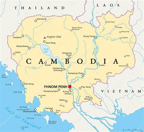 Cambodia Political Map Stock Vector Furian