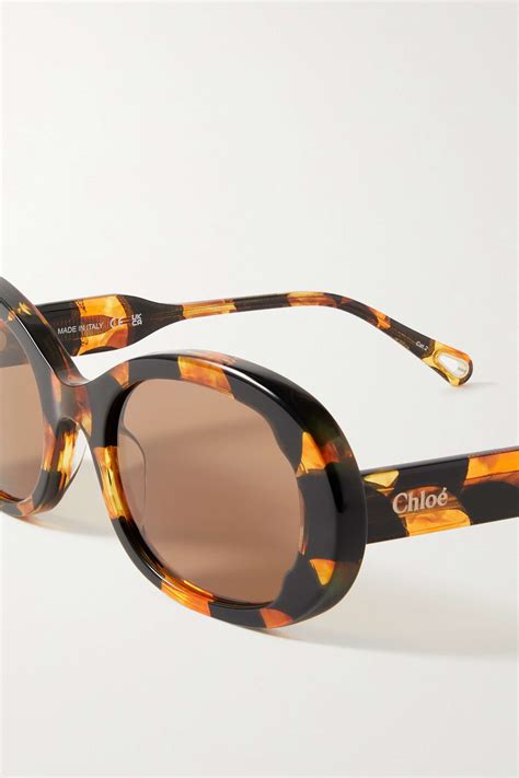 ChloÉ Eyewear Honoré Oval Frame Tortoiseshell Recycled Acetate Sunglasses Net A Porter