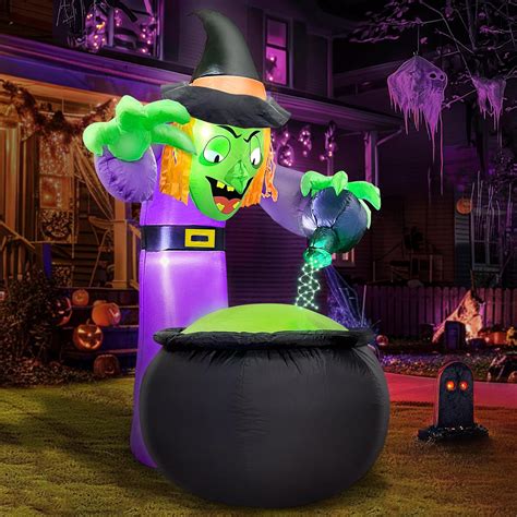 Amazon Turnmeon Ft Halloween Inflatable Witch With Cauldron And