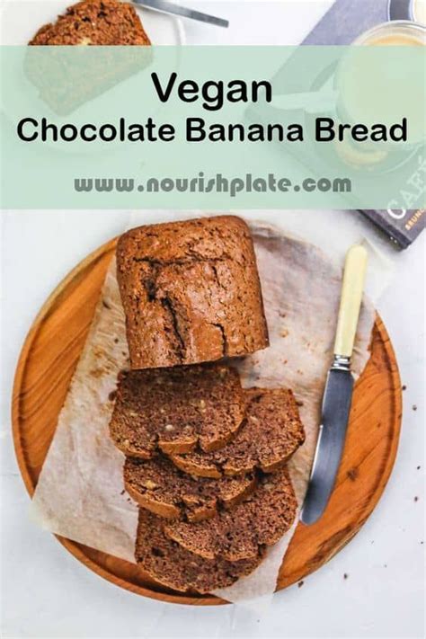 Vegan Chocolate Banana Bread On A Wooden Plate