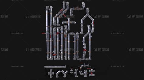 水管 模块化管道套件模型 工业设备模型库 3ds Maxmax模型下载 Cg模型网