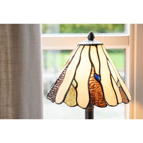 Lumilamp Lampe De Table Tiffany X Cm Beige Marron Verre