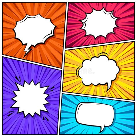 Cartoon Comic Backgrounds Set Speech Bubble Comics Book Colorful