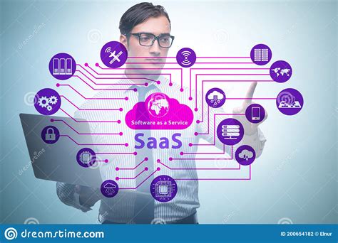 Software As A Service Saas Concept With Businessman Stock