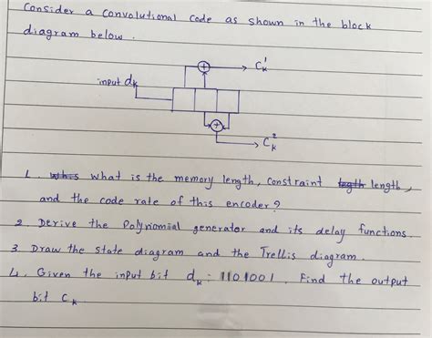 Solved Consider A Convolutional Code As Shown In The Block Diagram