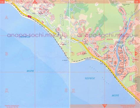 Карта Сочи подробная. Большая подробная карта Сочи. Карта побережья ...