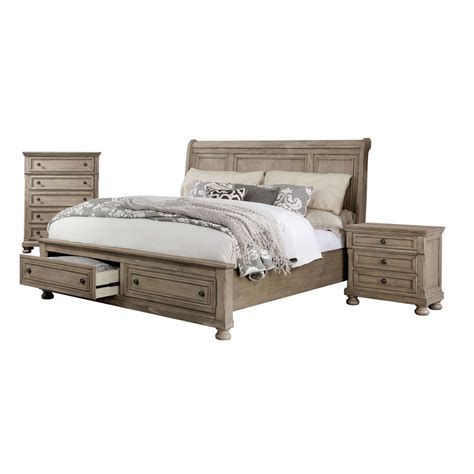 Foa Frigga Piece Gray Wood Bedroom Set Cal King Nightstand