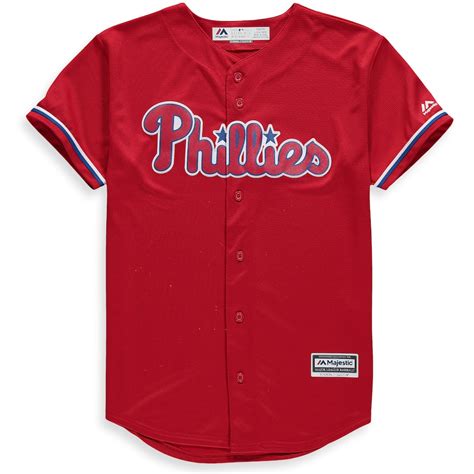 Majestic Philadelphia Phillies Youth Red Official Cool Base Team Jersey