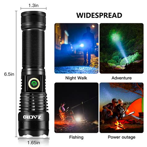 100000 Lumens Rechargeable Flashlight, Waterproof LED Torch with 5 ...