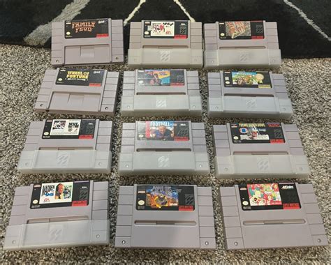 Lot Of 12 Super Nintendo Game Cartridges Snes Madden Sim City Nhl