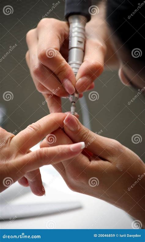 Nail Beautician Polishing Nails Stock Image Image Of Beauty Luxury