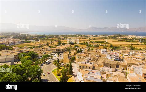 Aerial View Of Architecture Of Old Town Alcudia Palma De Mallorca