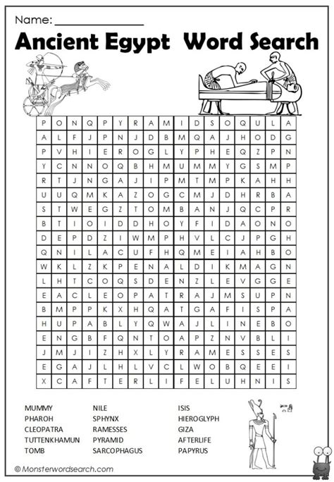 Ancient Egypt Word Search Monster Word Search