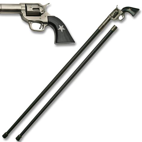 Sword Cane American Revolver Pistol Handle