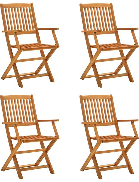 Chaises De Jardin Pliables 4 Pcs Bois D Eucalyptus Massif