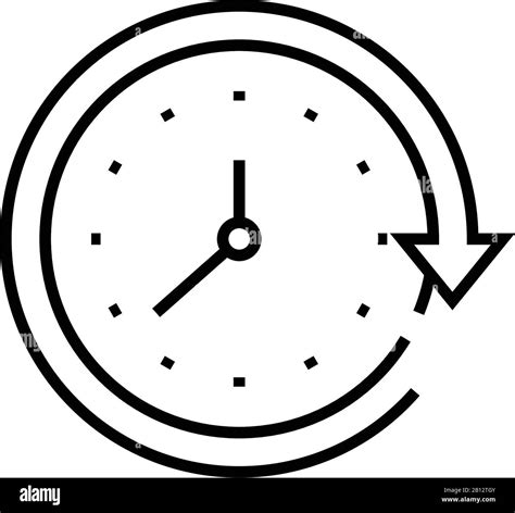 Clock Rotation Line Icon Concept Sign Outline Vector Illustration