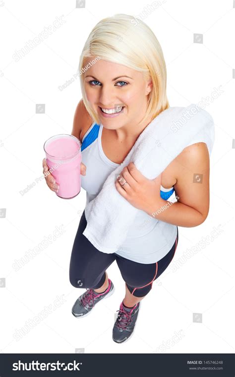 Protein Shake Gym Drinking Woman Strawberry Stock Photo 145746248