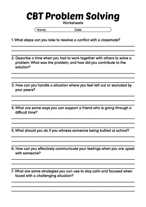 Problem Solving Worksheets For Adults