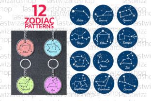 12 Zodiac Keychain Svg Horoscope Graphic By Lastwizard Shop Creative