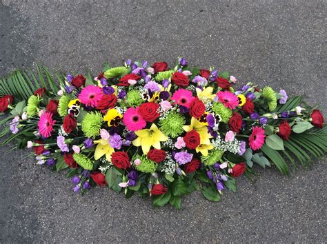 Gorgeous Bright Mixed Flower Casket Spray Funeral Flower Arrangements Casket Sprays Flower