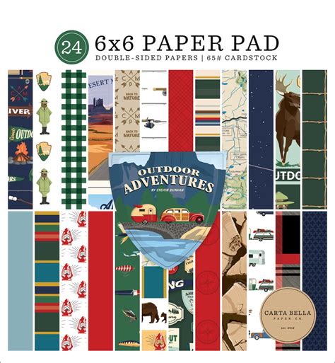 Carta Bella OUTDOOR ADVENTURE Collection 6 X 6 Paper Pad 24 Double