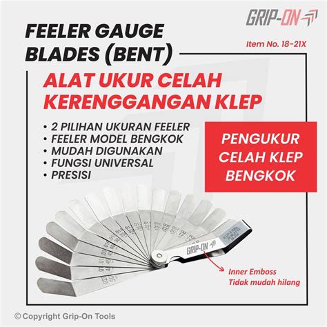 Jual Grip On Alat Ukur Celah Gap Klep Bengkok Feeler Gauge Blades